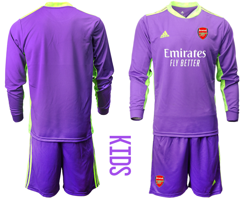 Youth 2020-2021 club Arsenal purple long sleeved Goalkeeper blank Soccer Jerseys